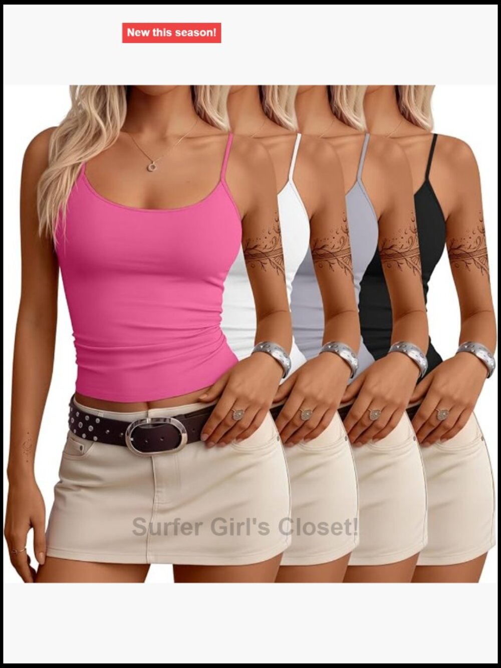 4 Pack Women's Open Back Camisole Tank Tops Scoop Neck Sleeveless Stretch Knit